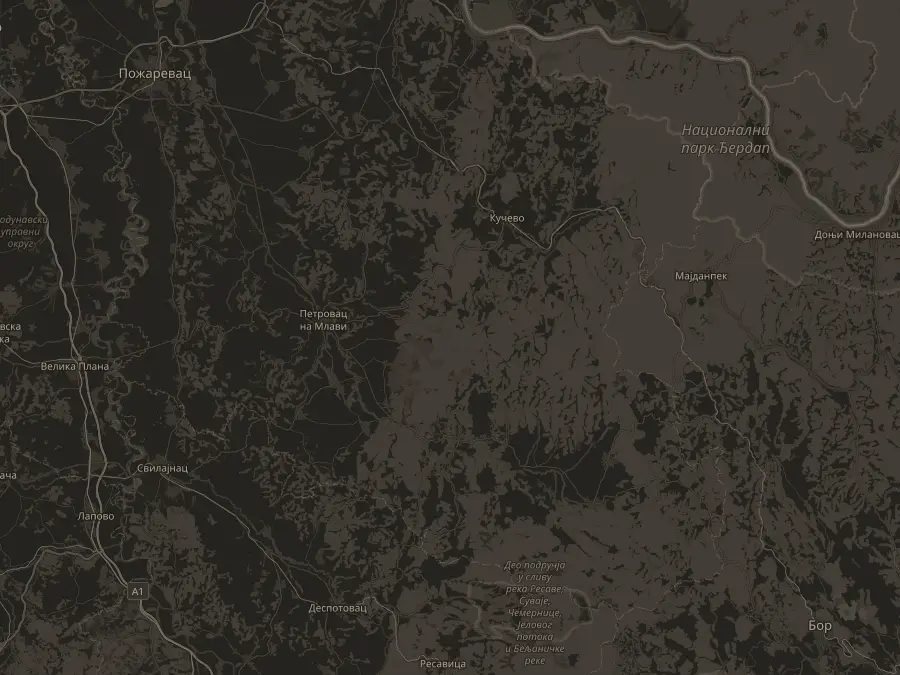 Mapa — imanje Trest Forest u podnožju Homolja, između Petrovca na Mlavi i Kučeva